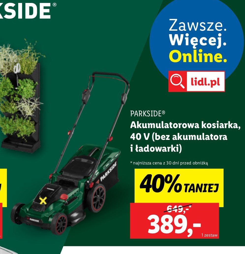 Kosiarka akumulatorowa 40 v Parkside promocja w Lidl