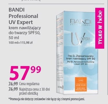 Krem nawilżający zaawansowany pre-d3 spf 50 Bandi uv expert promocja w Hebe