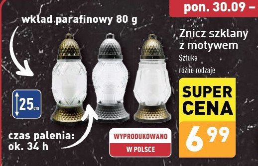 Znicz szklany z motywem 34h promocja