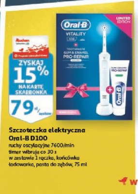Zestaw szczoteczek do z臋b贸w d100 + bam +pasta Braun oral-b vitality promocja