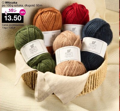 Włóczka po 100 g sztuka, długość 50 m promocja w Woolworth