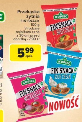 Snacki mozzarella Kupiec fin'snack promocja w Carrefour