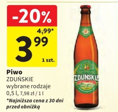 Piwo ZDUŃSKIE wybrane rodzaje promocja w Intermarche