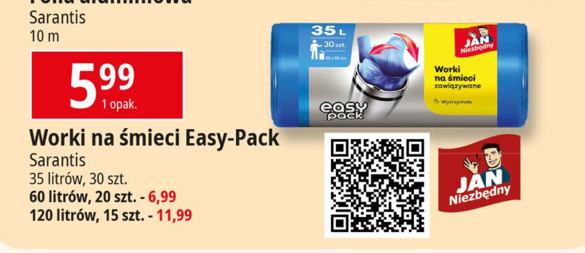 Worki na śmieci easy-pack 35 l Jan niezbędny promocja w Leclerc