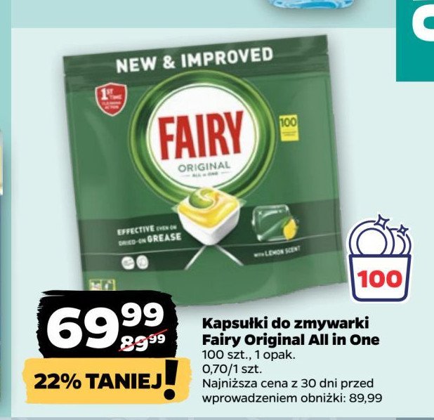 Tabletki do zmywarki lemon Fairy all in 1 promocja w Netto