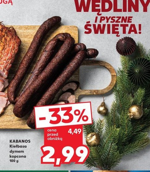 Kiełbasa dymem kopcona Kabanos promocja w Kaufland