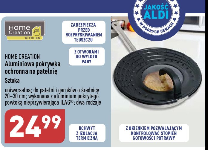 Pokrywka na patelnie 20-30 cm Home creation promocja