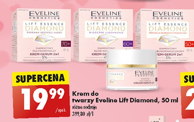 Krem+serum 2w1 do twarzy 70+ Eveline lift essence diamond promocja