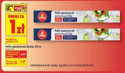 Folia spożywcza potrawowa Zosia, 50 m promocja w Biedronka