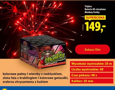 Bateria 49-strzałowa Monkey Funky promocja w Lidl