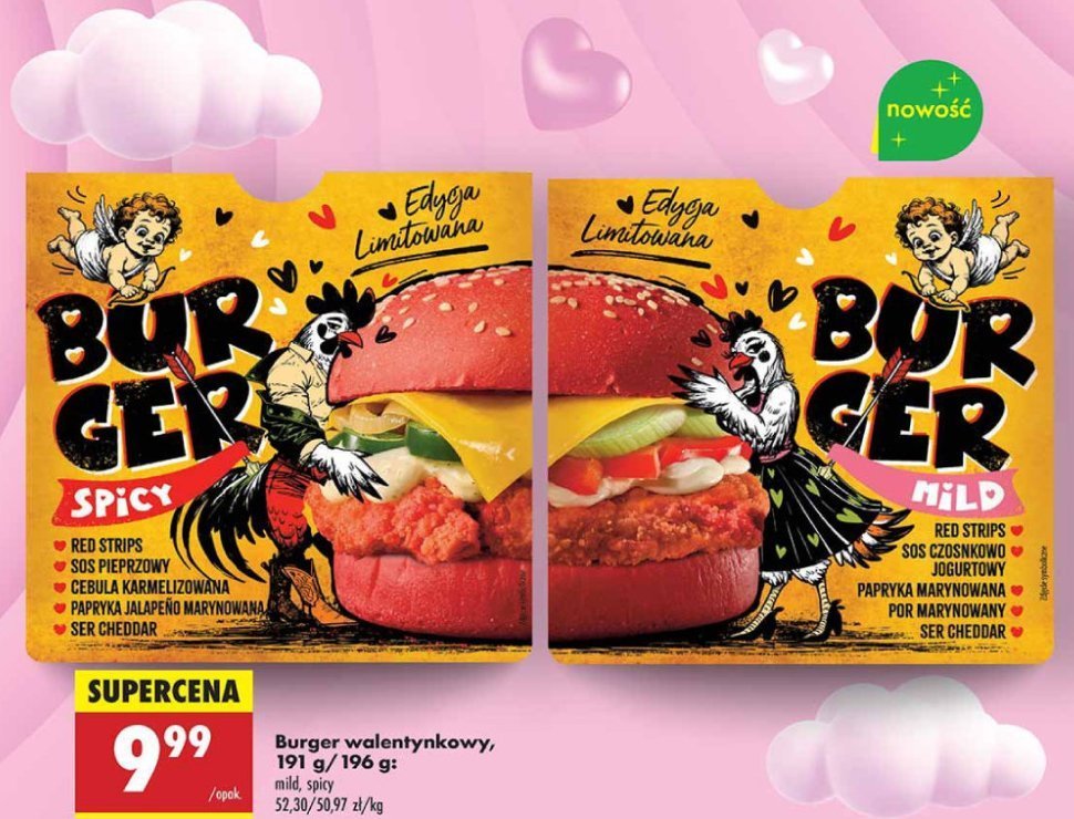 Burger walentynkowy mild promocja