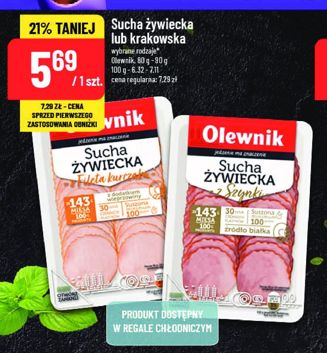 Kiełbasa żywiecka sucha z filetem z kurczaka Olewnik promocja w POLOmarket