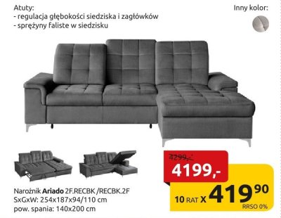 Narożnik Ariado 2F-RECBK/RECBK-2F promocja w Black Red White