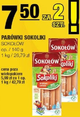 Parówki Sokołów Sokoliki wybrane rodzaje promocja w SPAR