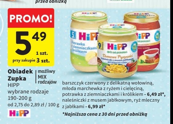 Ryż mleczny z jabłkami HIPP DOMOWE PYSZNOŚCI promocja w Intermarche