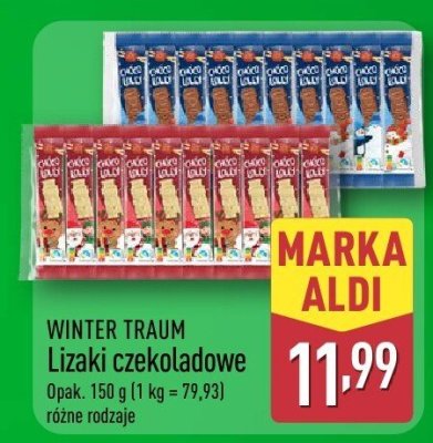 Lizaki czekoladowe WINTER TRAUM promocja w Aldi