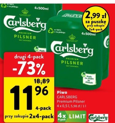 Piwo CARLSBERG Premium Pilsner promocja w Intermarche