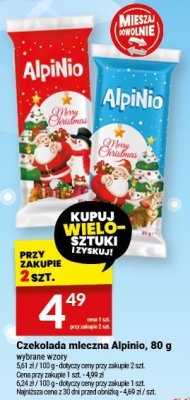 Czekolada mleczna Alpinio, 80 g promocja w Twój Market