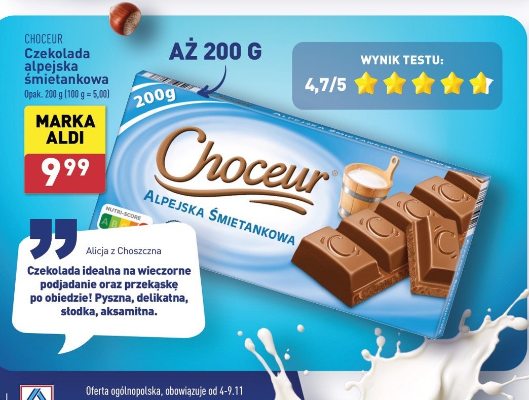 Czekolada alpejska śmietankowa Choceur promocja