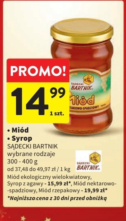 Miód nektarowo-spadziowy Bartnik sądecki promocja w Intermarche