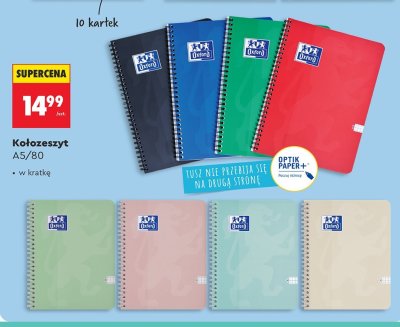 Kołozeszyt Oxford A5/80 w kratkę różne kolory promocja w Biedronka