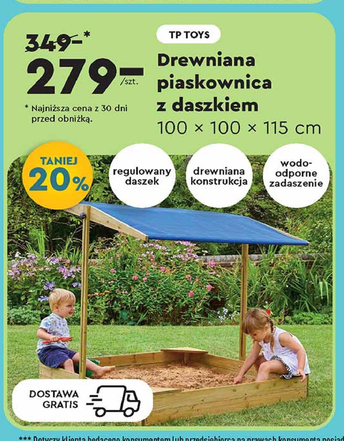 Piaskownica z daszkiem promocja