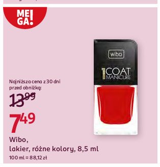 Lakier do paznokci nr 7 Wibo 1 coat manicure promocja w Rossmann