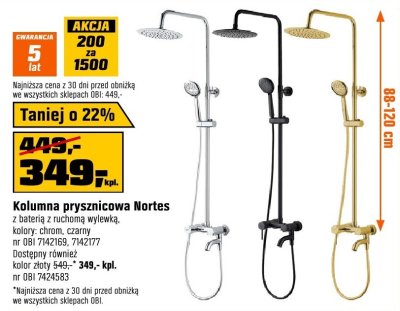 Kolumna prysznicowa Nortes promocja w OBI