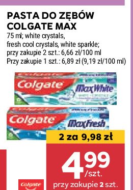 Pasta do zębów white crystals Colgate max white promocja w Stokrotka
