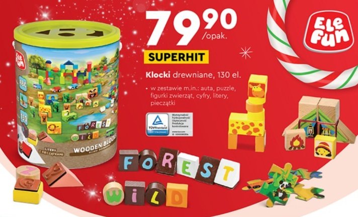 Klocki drewniane Elefun promocja