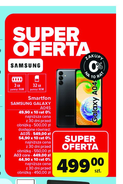 Smartfon a04s 3 / 32 gb Samsung galaxy promocja