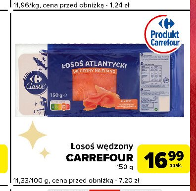 Łosoś atlantycki wędzony na zimno Carrefour classic promocja w Carrefour Express