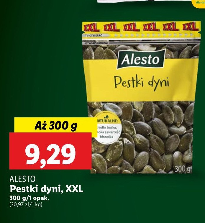 Pestki dyni prażone i solone Alesto promocja