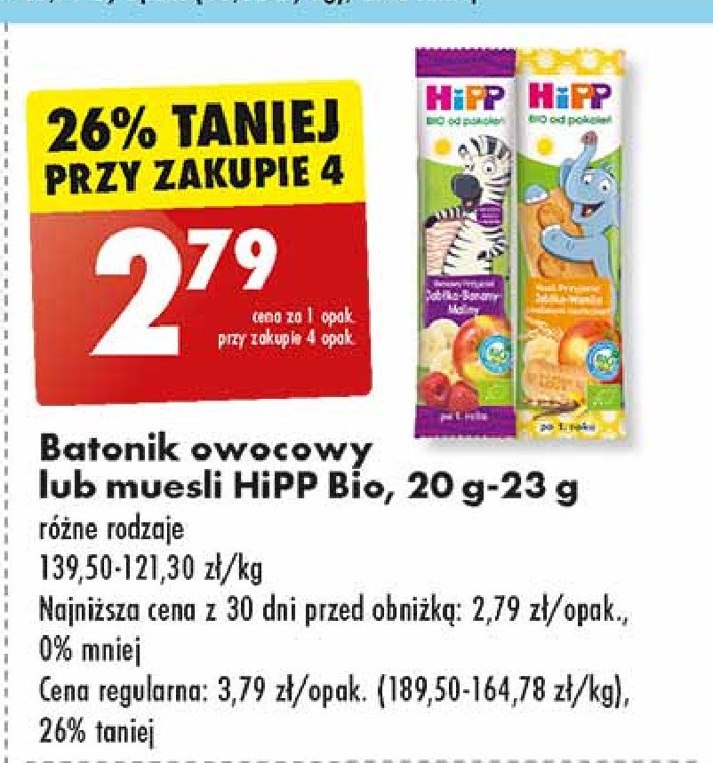 Batonik jabłka banany maliny Hipp promocja