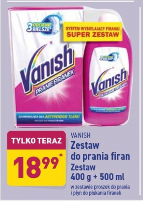 Proszek do prania firanek + płyn do płukania Vanish oxi action promocja