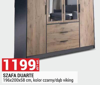 Szafa DUARTE 196x200x58 cm, kolor czarny/dąb viking promocja w Merkury Market