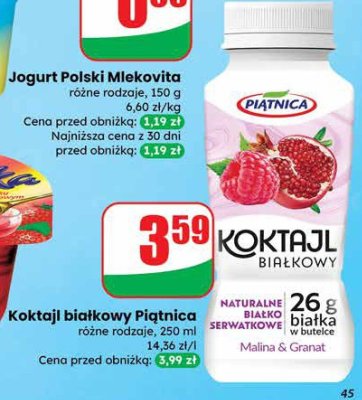 Koktajl białkowy Piątnica różne rodzaje promocja w Dino