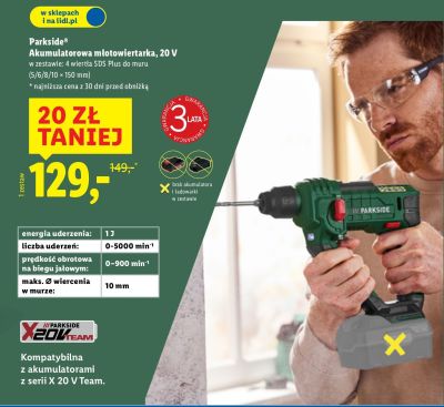 Akumulatorowa młotowiertarka 20 V promocja w Lidl