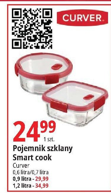 Pojemnik szklany smart cook 900 ml Curver promocja
