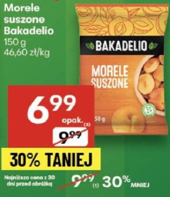 Morele suszone Bakadelio 150g promocja w Delikatesy Centrum