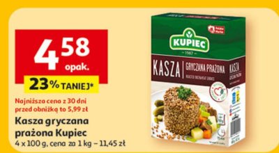 Kasza gryczana prażona Kupiec 4 x 100 g promocja w Auchan