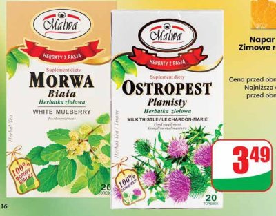 Herbatka ziołowa 3 rodzaje promocja w Dino