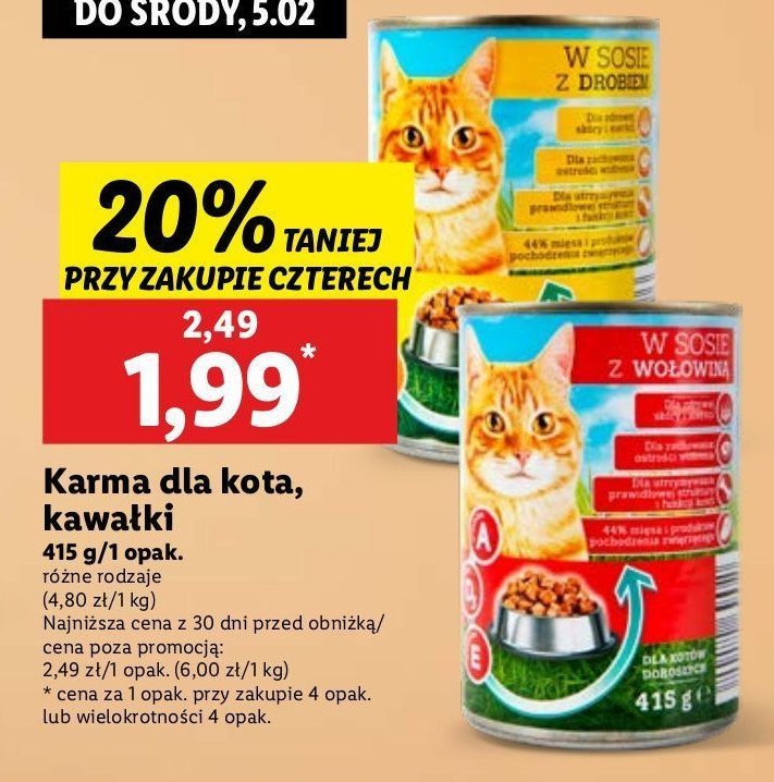 Karma dla kota w sosie z wołowiną promocja