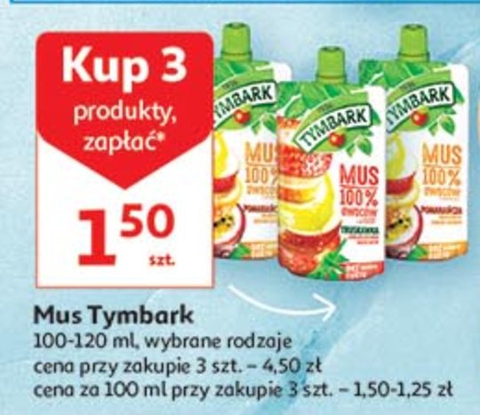 Mus truskawka-jabłko-banan-marchew Tymbark mus 100% owoców promocja