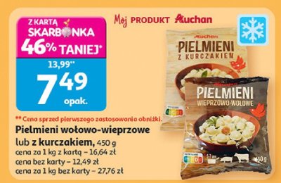 Pielmieni wołowo-wieprzowe lub z kurczakiem 450 g promocja w Auchan