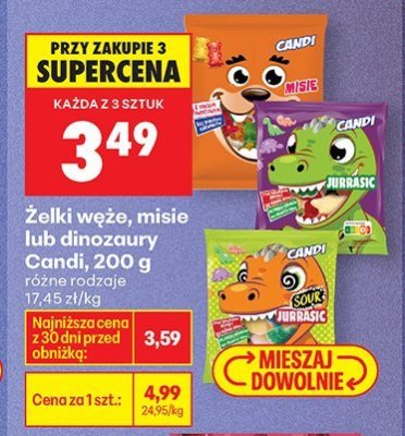 Żelki węże, misie lub dinozaury różne rodzaje promocja w Biedronka