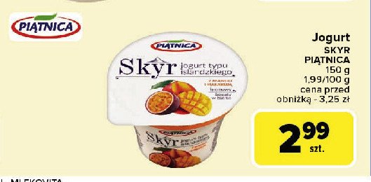 Jogurt typu islandzkiego z mango i marakują Piątnica skyr promocja