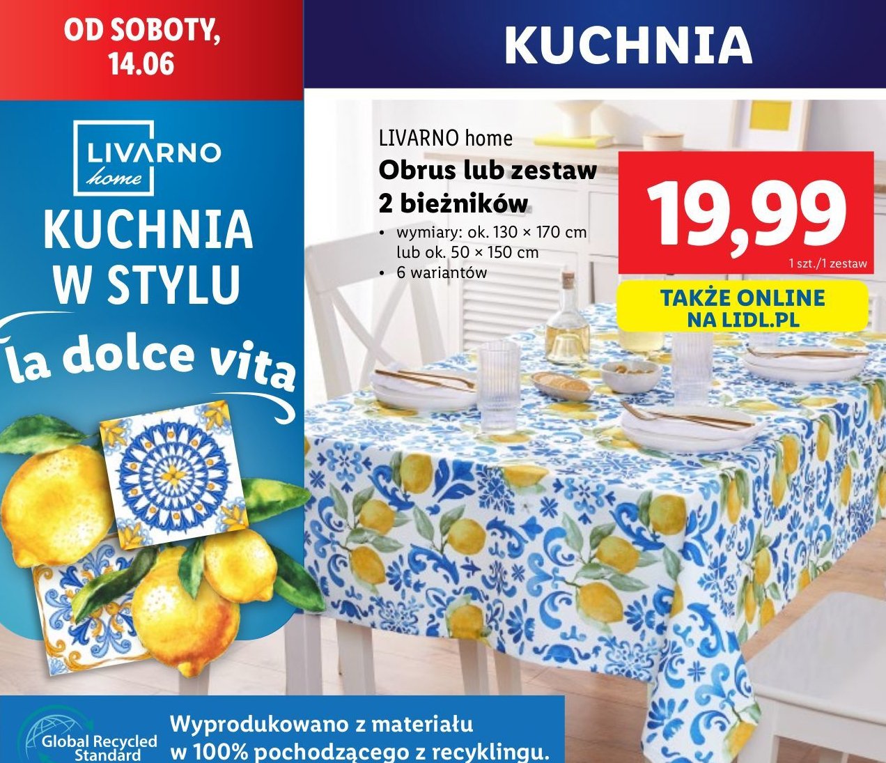 Obrus 130 x 170 cm LIVARNO HOME promocja w Lidl