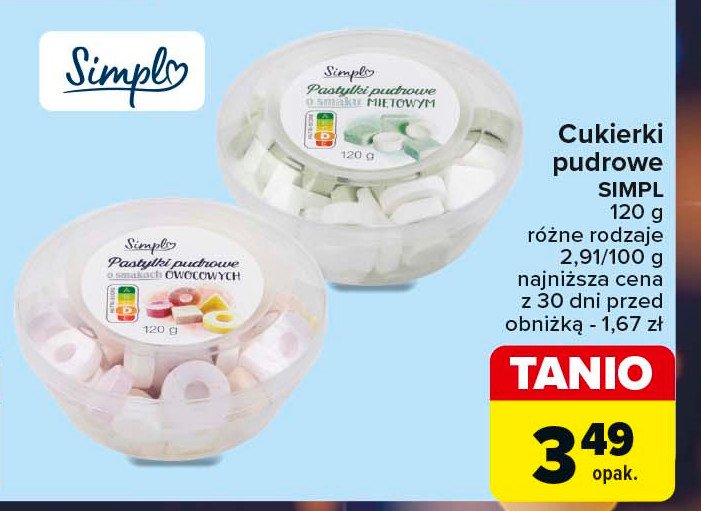 Pastylki pudrowe miętowe Simpl promocja