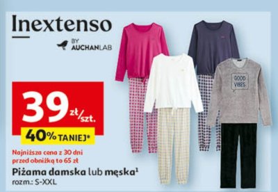 Piżama damska lub męska Inextenso promocja w Auchan